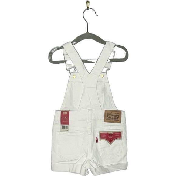 Levi’s Denim 100% Cotton White Shortalls Kid Toddler Girl 2T - Picture 4 of 8